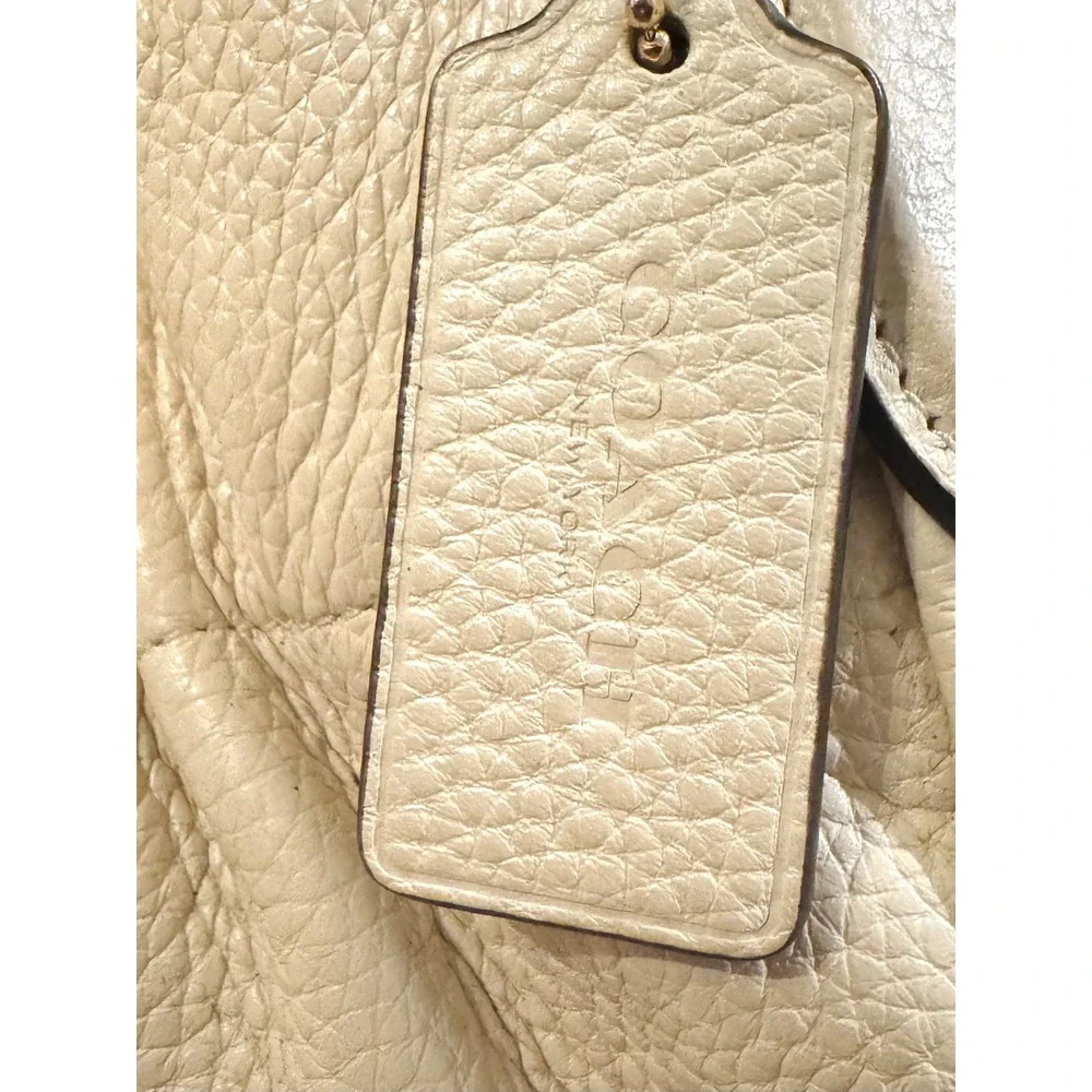Coach C7454 Pebbled Leather Shoulder Hobo Bag Chalk Ivory Gold Hardware Hangtag
